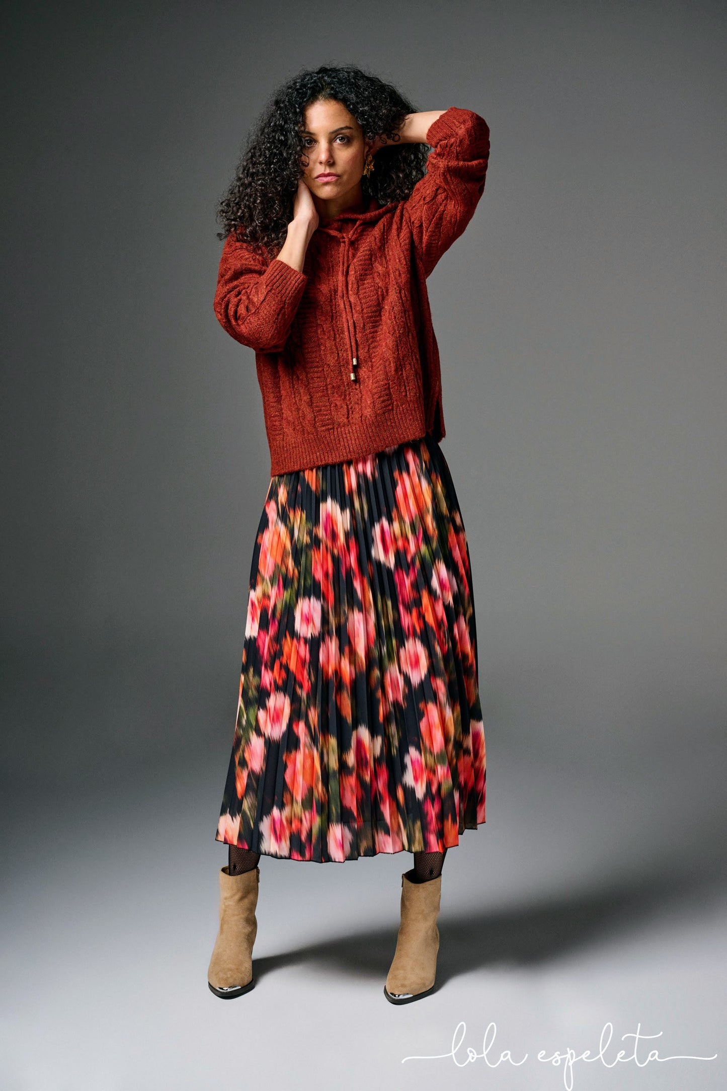 Lola Espeleta Skirt-Orange Flowers