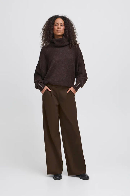 ICHI IHKATESUS Long Wide PA2 TRousers - Brow.