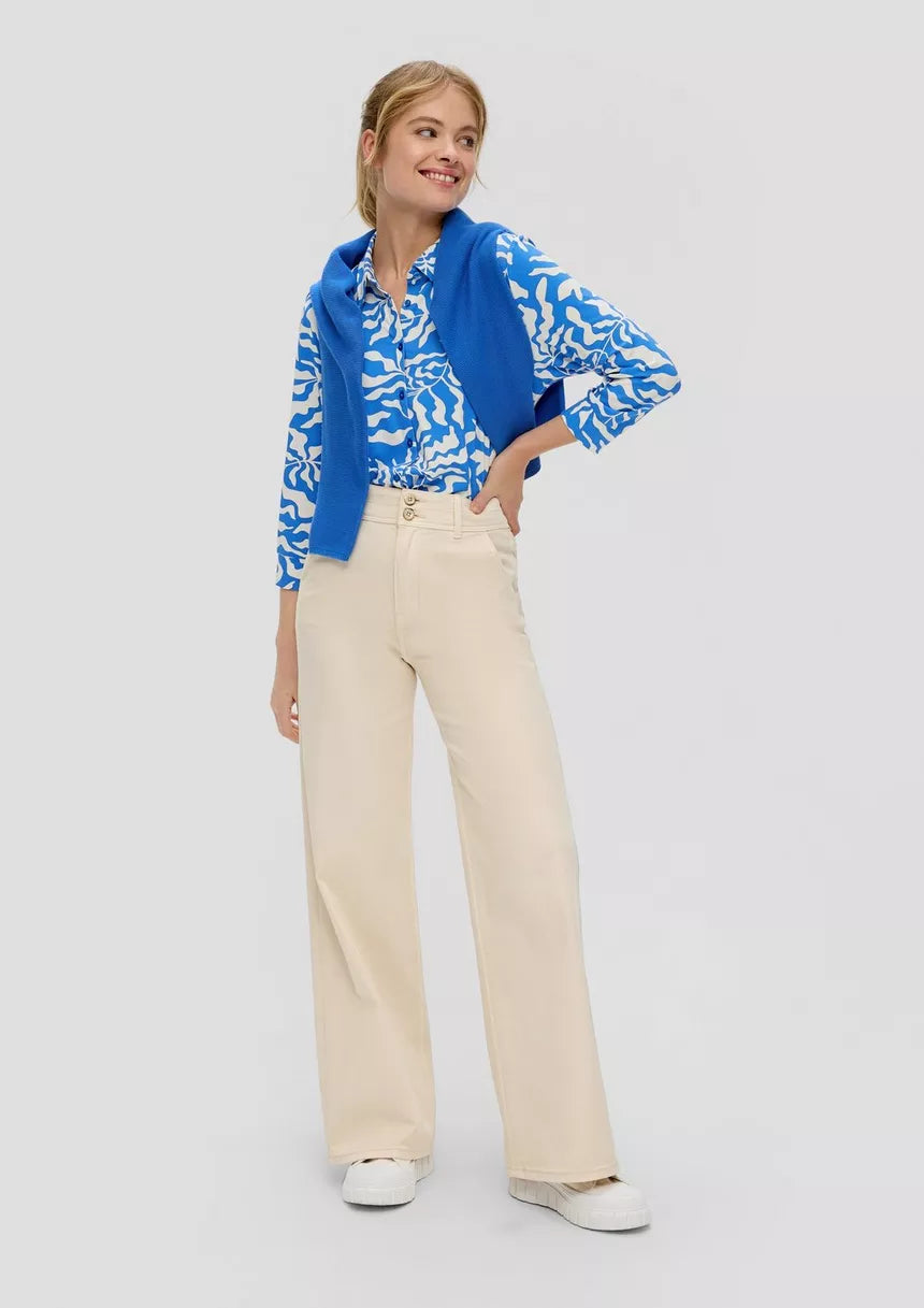 S.Oliver Blouse with 3/4 sleeves-Blue