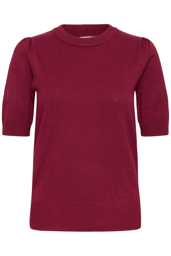 ICHI IHLULS PUFF SS - Short sleeve Knit - Burgundy.