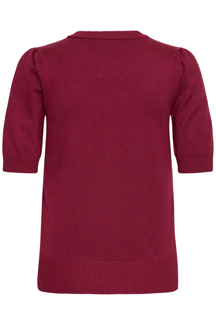 ICHI IHLULS PUFF SS - Short sleeve Knit - Burgundy.