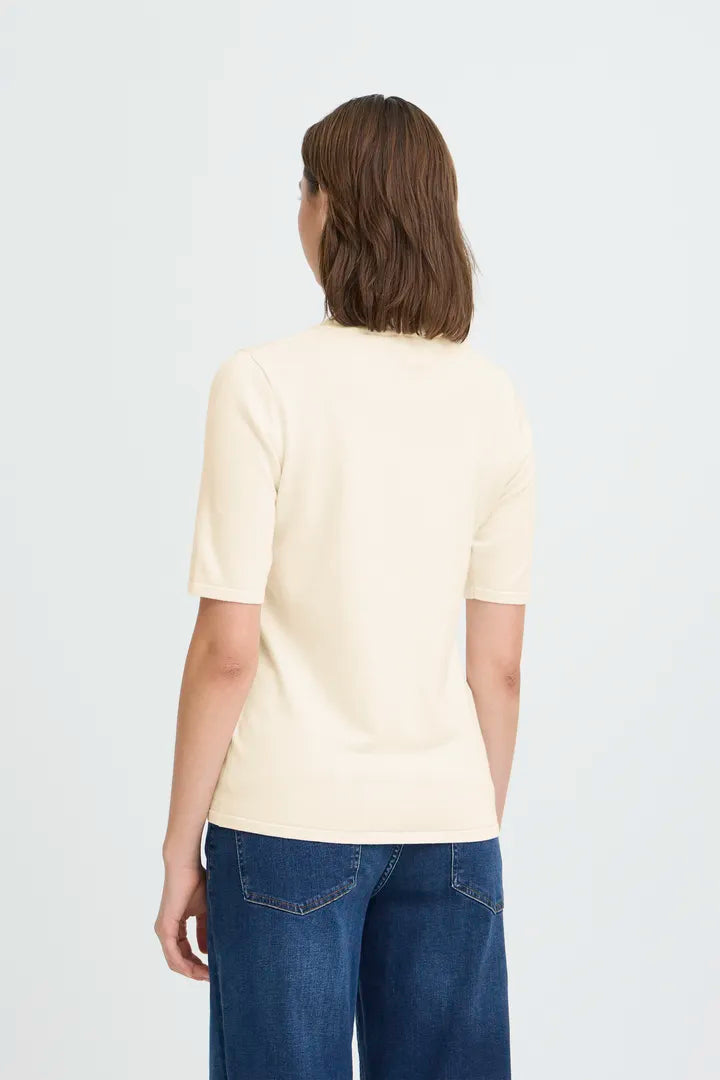 ICHI IHLULS O-NECK SS Top Knit Top Winter White.
