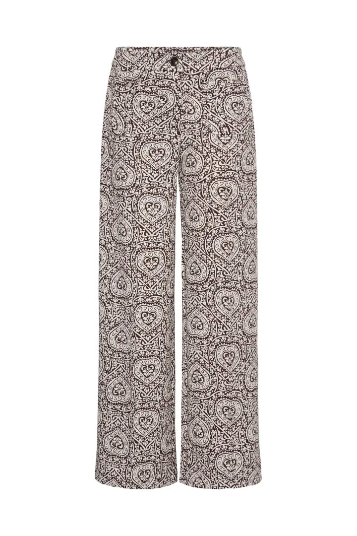 ICHI IHKATE PRINT PA Trousers - Brown / Cream Mix