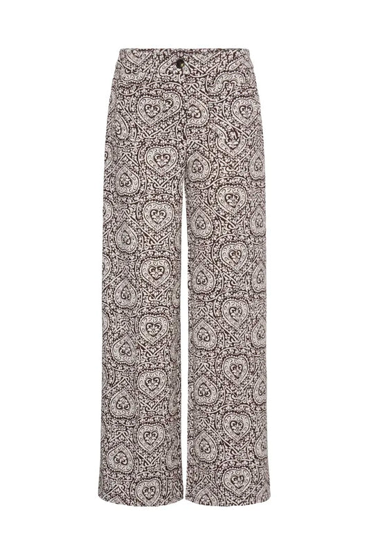 ICHI IHKATE PRINT PA Trousers - Brown / Cream Mix