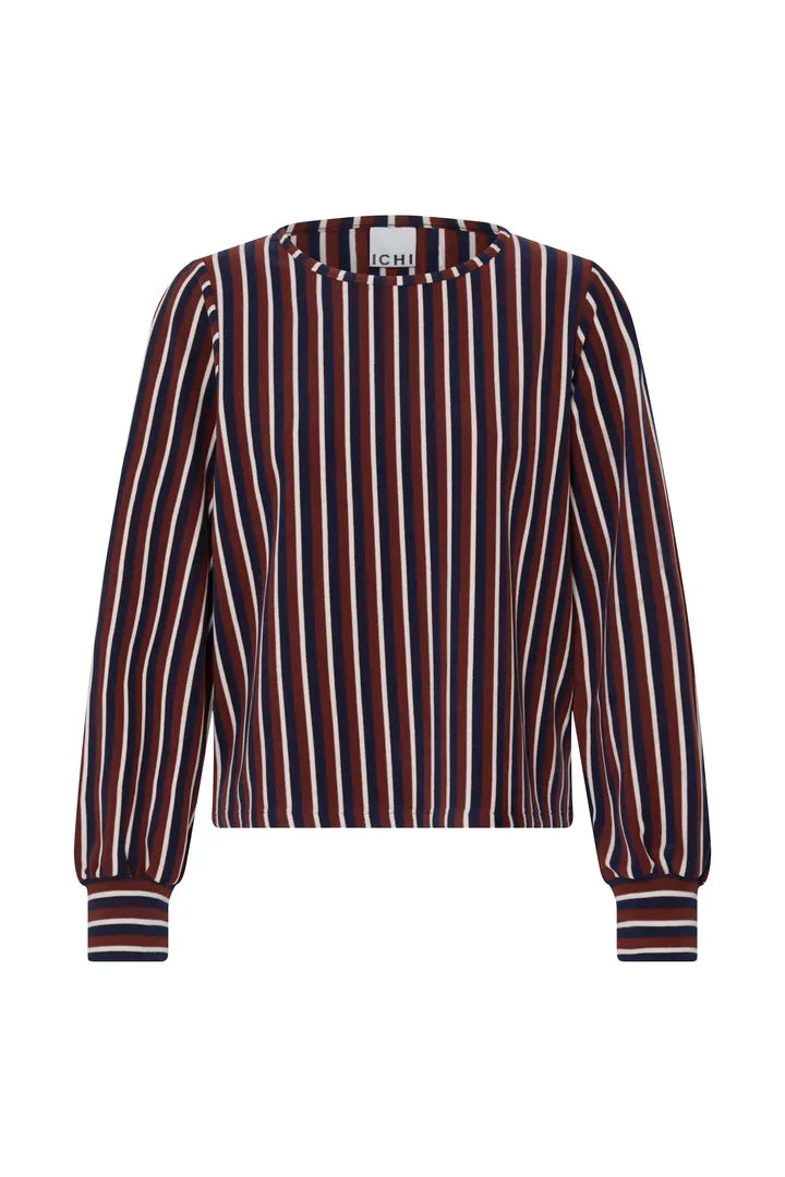 ICHI IHLIOMO LS Top - Navy/Burgundy Mix.