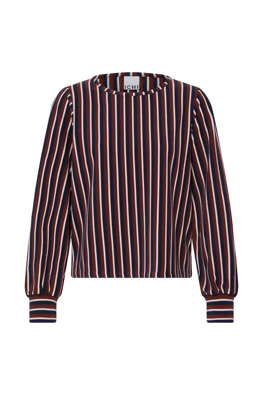 ICHI IHLIOMO LS Top - Navy/Burgundy Mix.