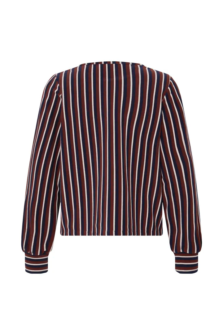 ICHI IHLIOMO LS Top - Navy/Burgundy Mix.