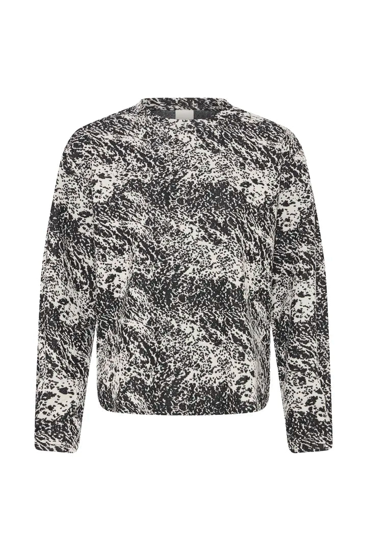 ICHI IHOELLYSW4 Top - Black & Cream MIx.