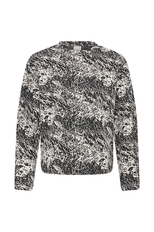ICHI IHOELLYSW4 Top - Black & Cream MIx.