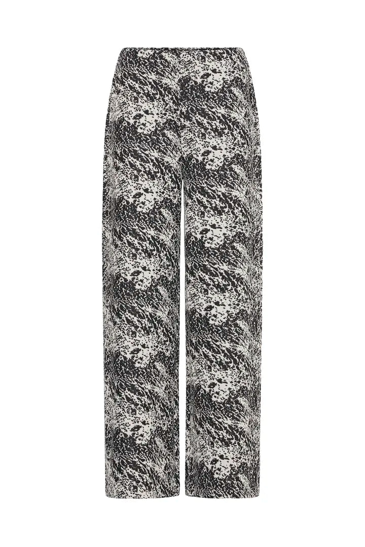 ICHI IHOELLY PA4 Trousers - Black & Cream Mix.
