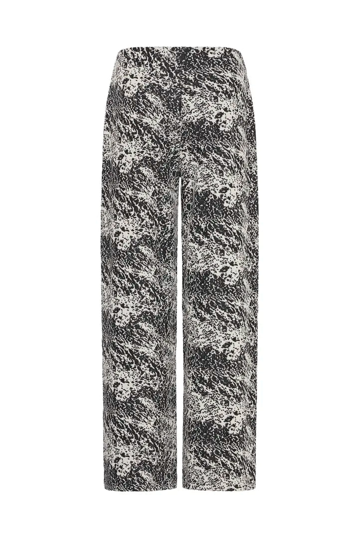 ICHI IHOELLY PA4 Trousers - Black & Cream Mix.
