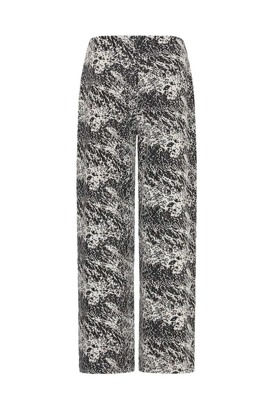 ICHI IHOELLY PA4 Trousers - Black & Cream Mix.