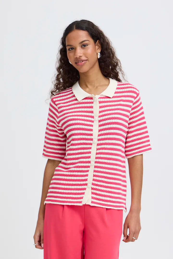 ICHI IHORIANNA SS Top - Pink Stripe.