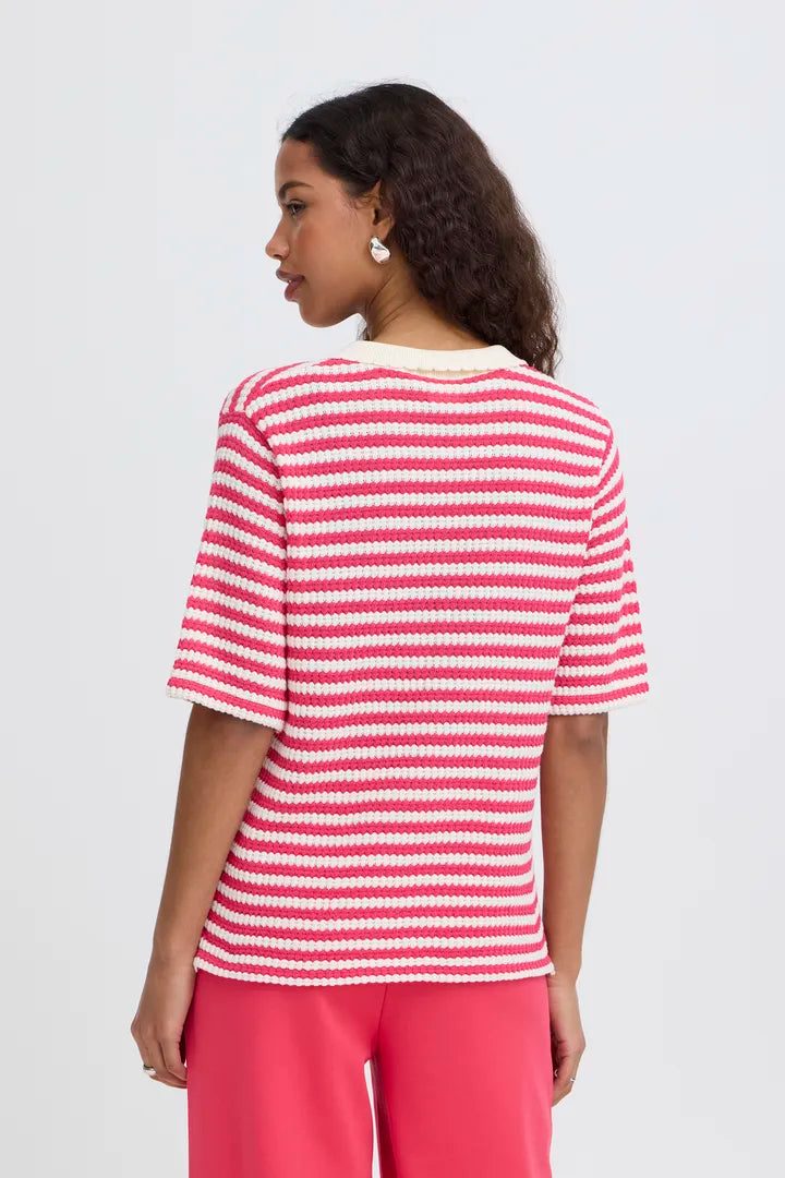 ICHI IHORIANNA SS Top - Pink Stripe.