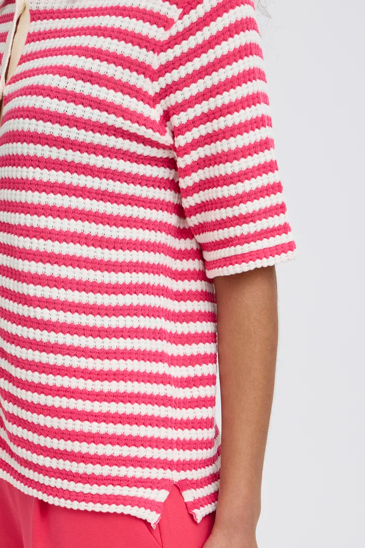 ICHI IHORIANNA SS Top - Pink Stripe.