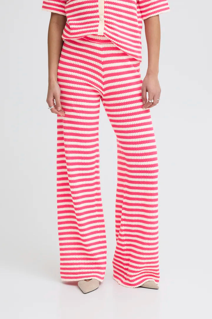 ICHI IHLORIANNA PA Trousers  - Pink Stripe