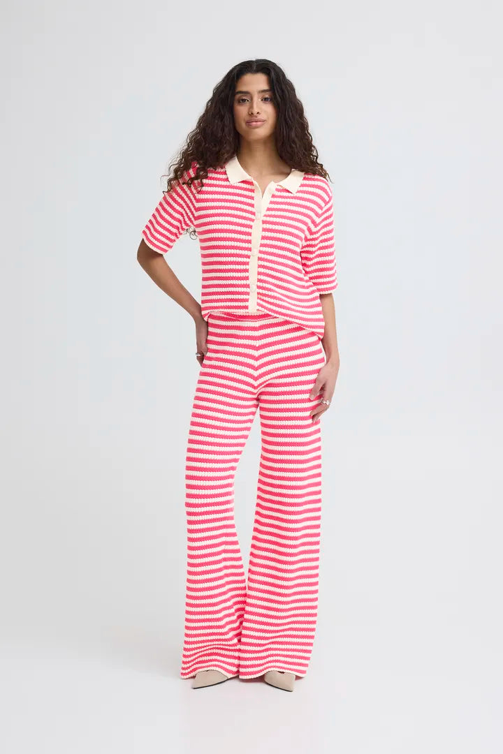 ICHI IHLORIANNA PA Trousers  - Pink Stripe