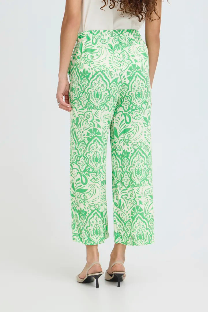 ICHI IHMARRAKECH AOP PA4 Trousers - Green.