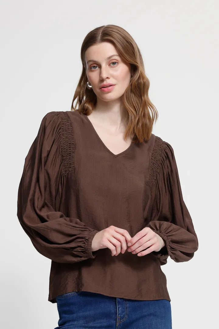 ICHI IHIMELDA LS Blouse - Brown