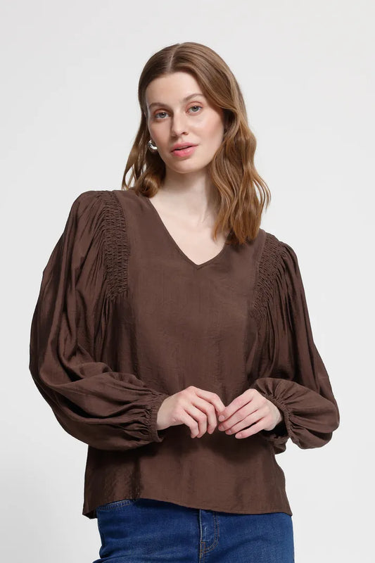 ICHI IHIMELDA LS Blouse - Brown