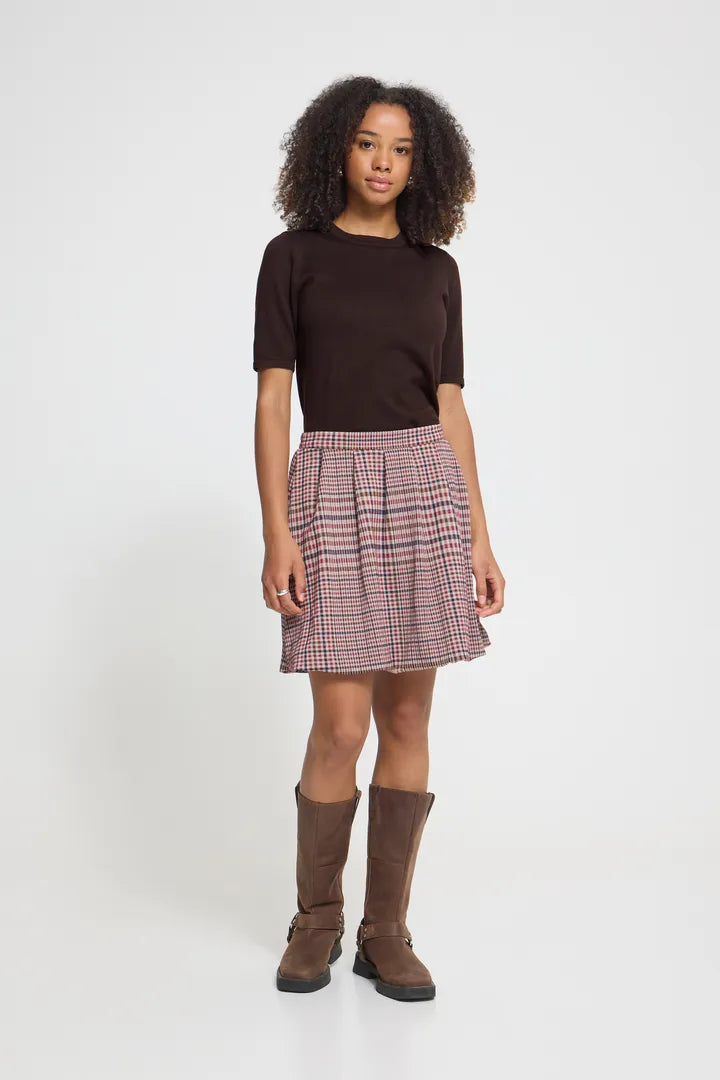 ICHI IHLULS O-NECK SS Short Sleeve Knit Brown.