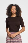 ICHI IHLULS O-NECK SS Short Sleeve Knit Brown.