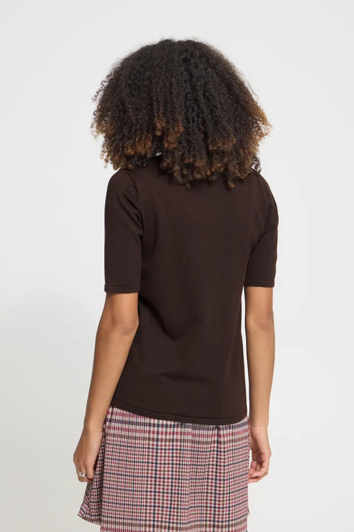 ICHI IHLULS O-NECK SS Short Sleeve Knit Brown.
