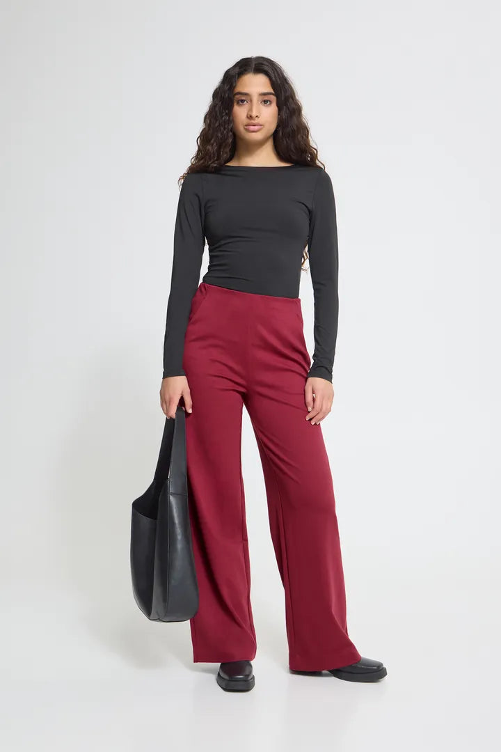 ICHI IHKATE WIDE PA2 Trousers - Light Burgundy.