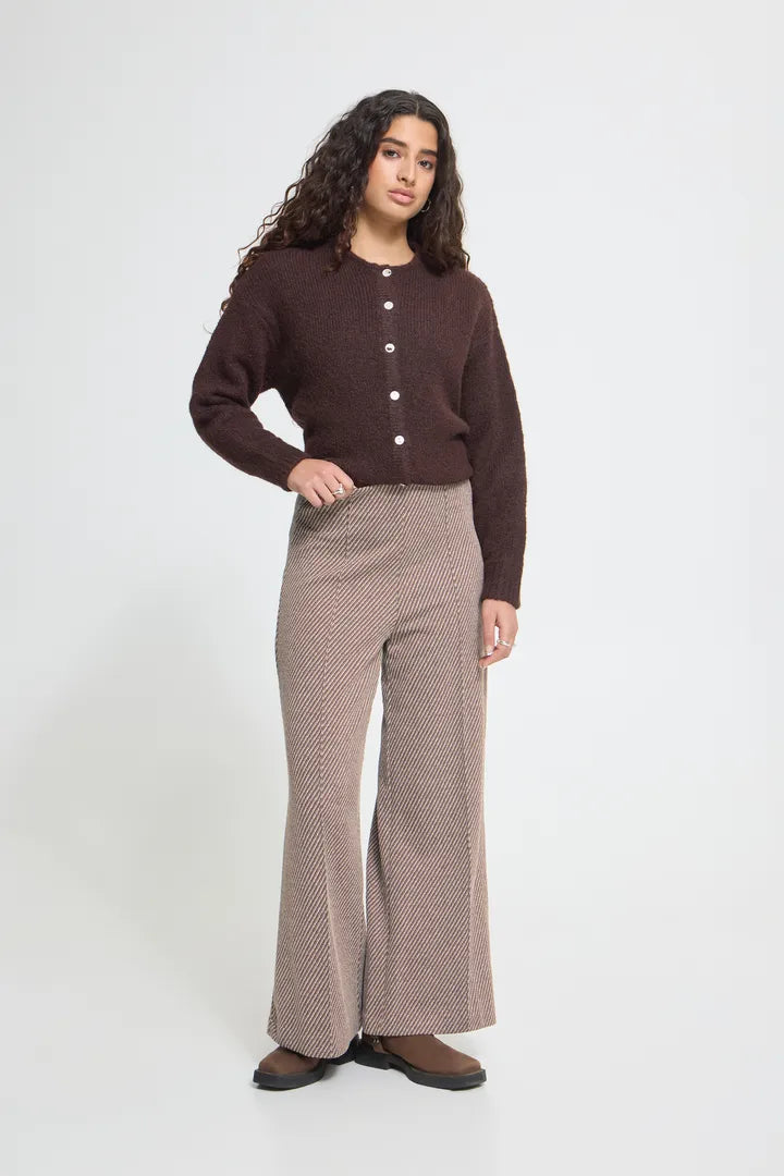 ICHI IHKATE TWILLISH WIDE PA Trousers Brown / Beige Mix.