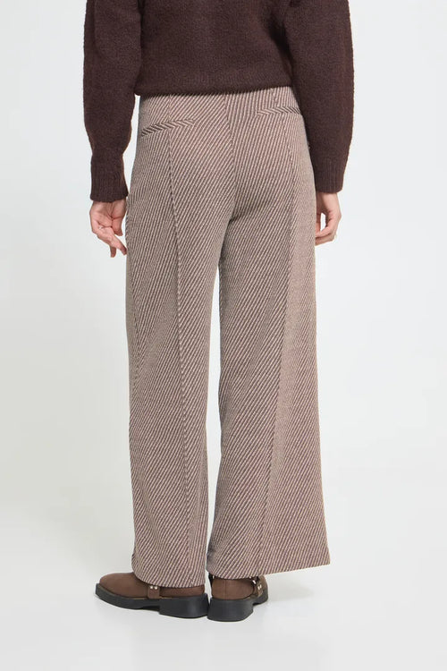 ICHI IHKATE TWILLISH WIDE PA Trousers Brown / Beige Mix.