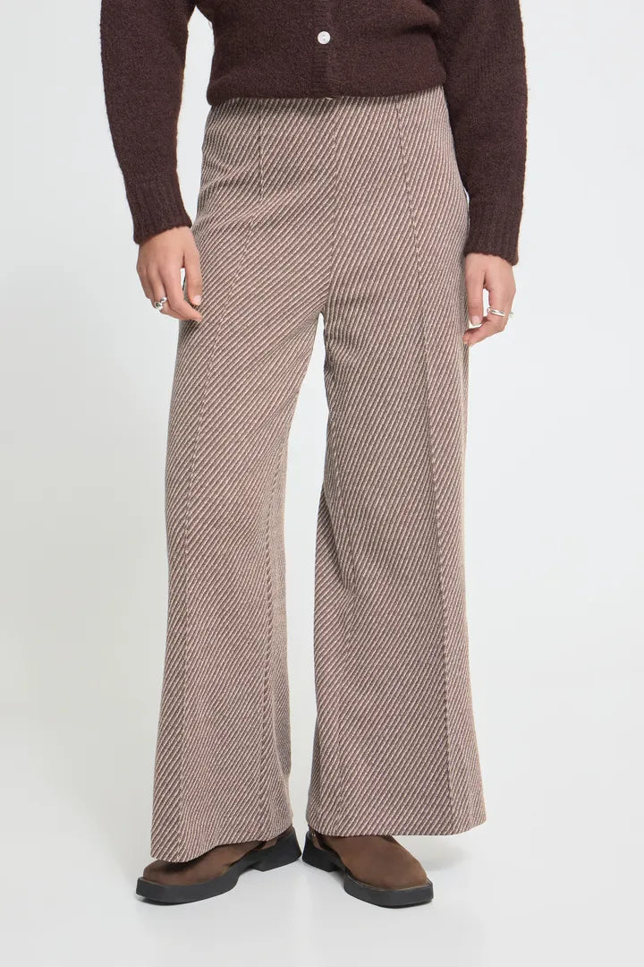 ICHI IHKATE TWILLISH WIDE PA Trousers Brown / Beige Mix.