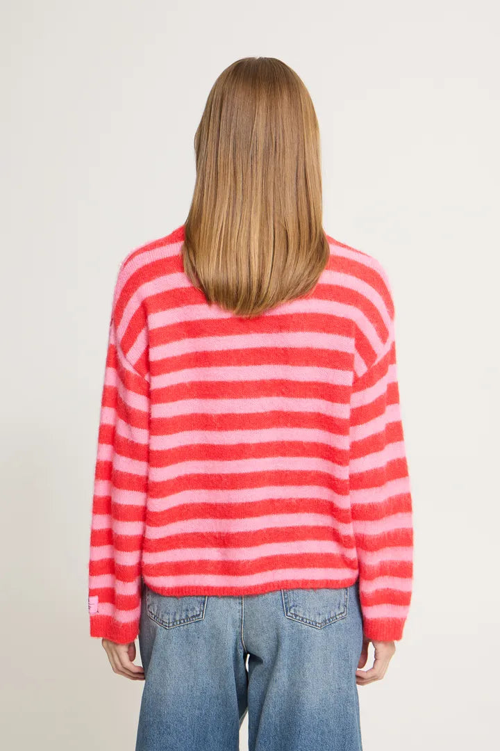 ICHI IHBLUSH LS - Jumper - Pink & Orange Stripe