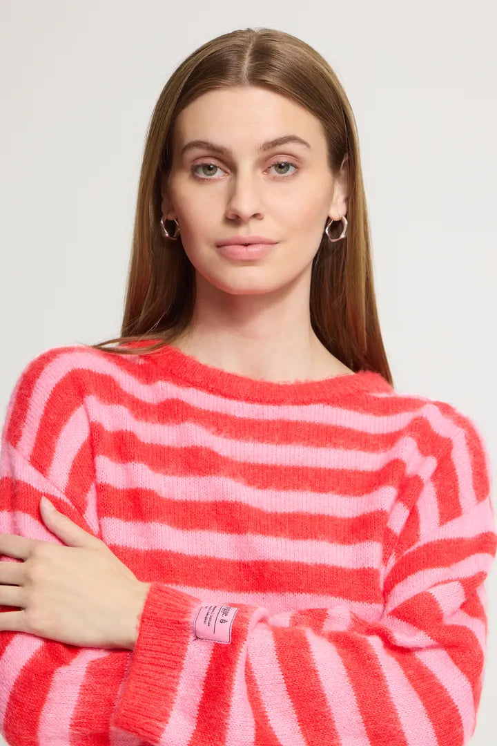 ICHI IHBLUSH LS - Jumper - Pink & Orange Stripe