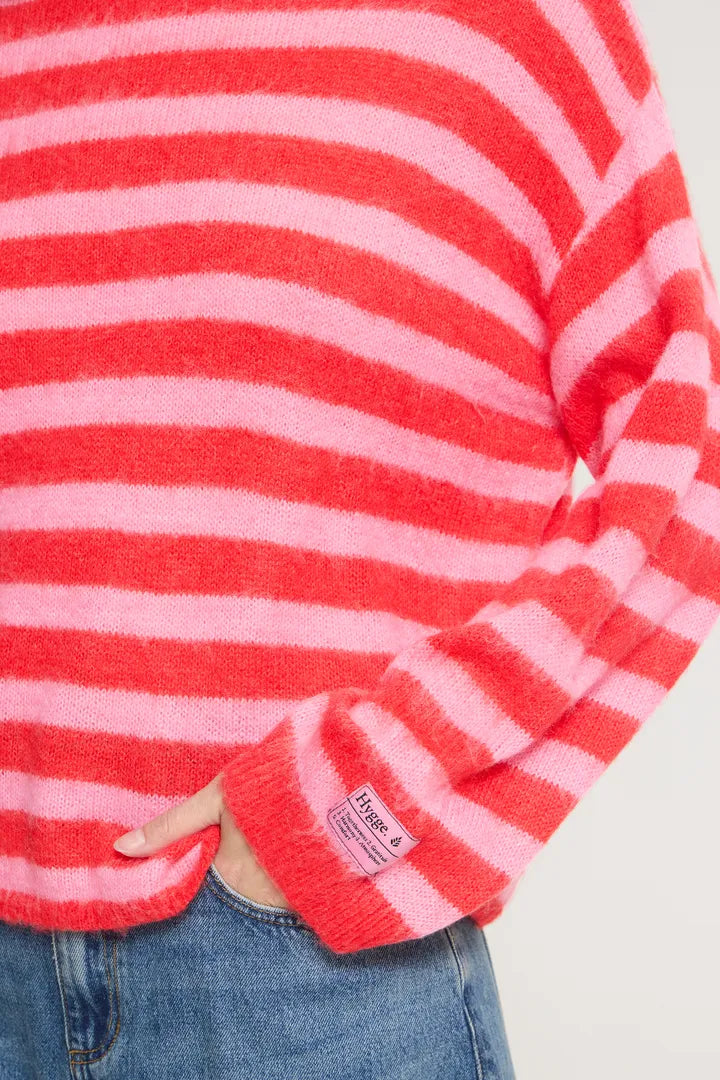 ICHI IHBLUSH LS - Jumper - Pink & Orange Stripe