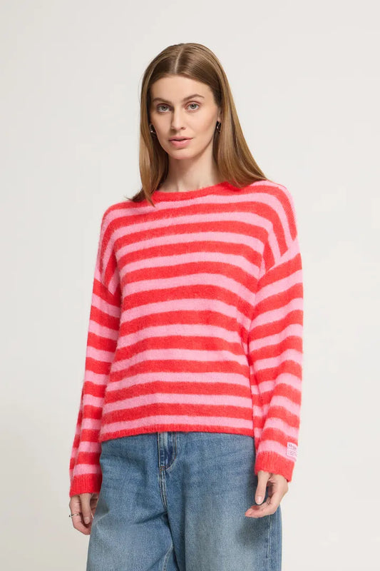 ICHI IHBLUSH LS - Jumper - Pink & Orange Stripe