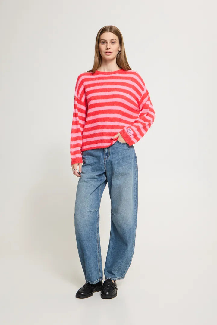 ICHI IHBLUSH LS - Jumper - Pink & Orange Stripe