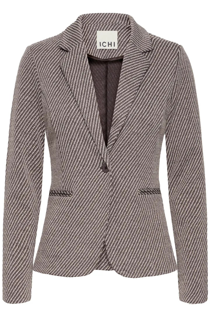 ICHI IHKATE TWILLISH BL Blazer - Brown/Beige Mix.