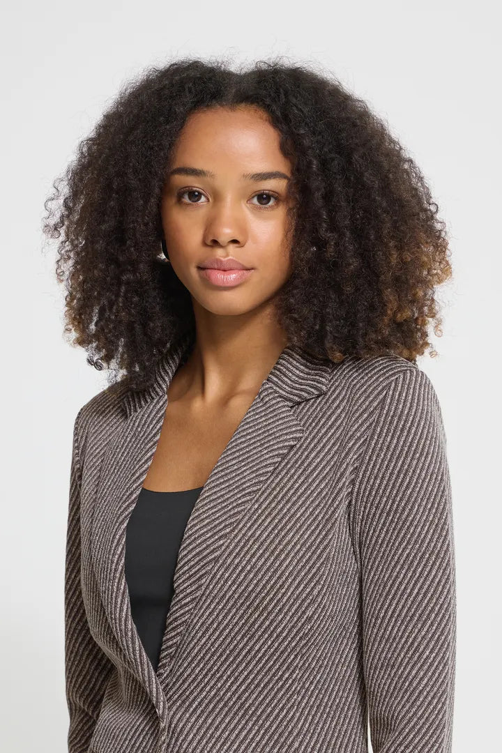 ICHI IHKATE TWILLISH BL Blazer - Brown/Beige Mix.