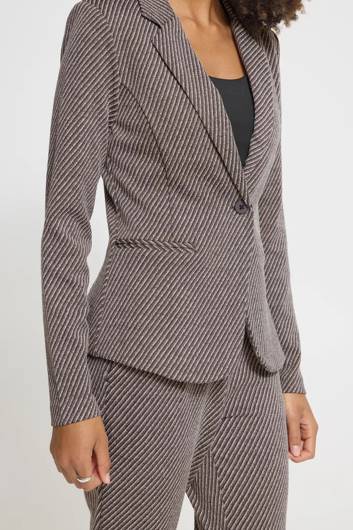 ICHI IHKATE TWILLISH BL Blazer - Brown/Beige Mix.