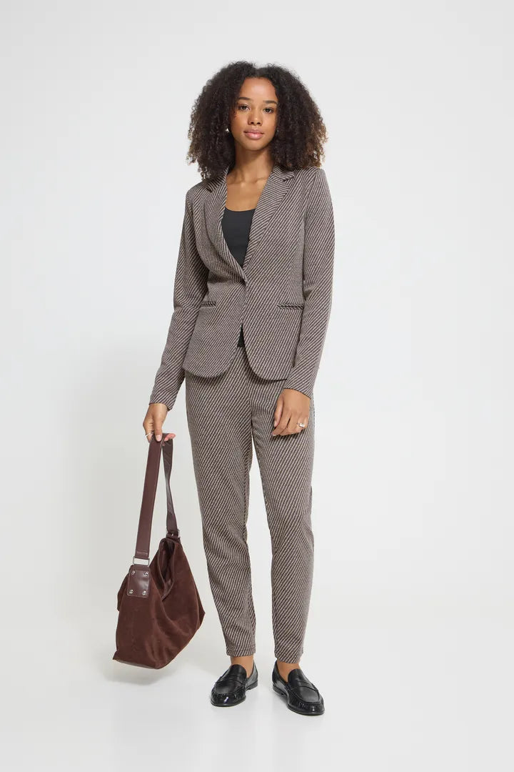 ICHI IHKATE TWILLISH BL Blazer - Brown/Beige Mix.