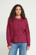 ICHI IHKAMARA LS STRIPE5 Jumper Wine/Pink Mix