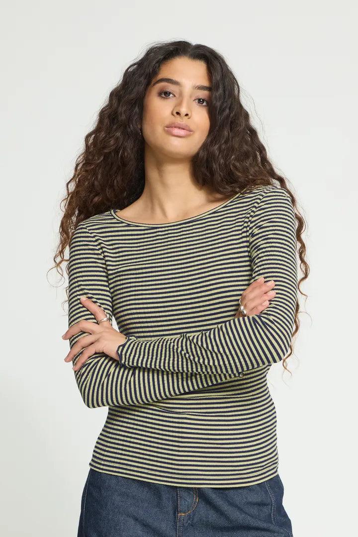 ICHI IHCELLA LS Top - Navy / Mustard Mix