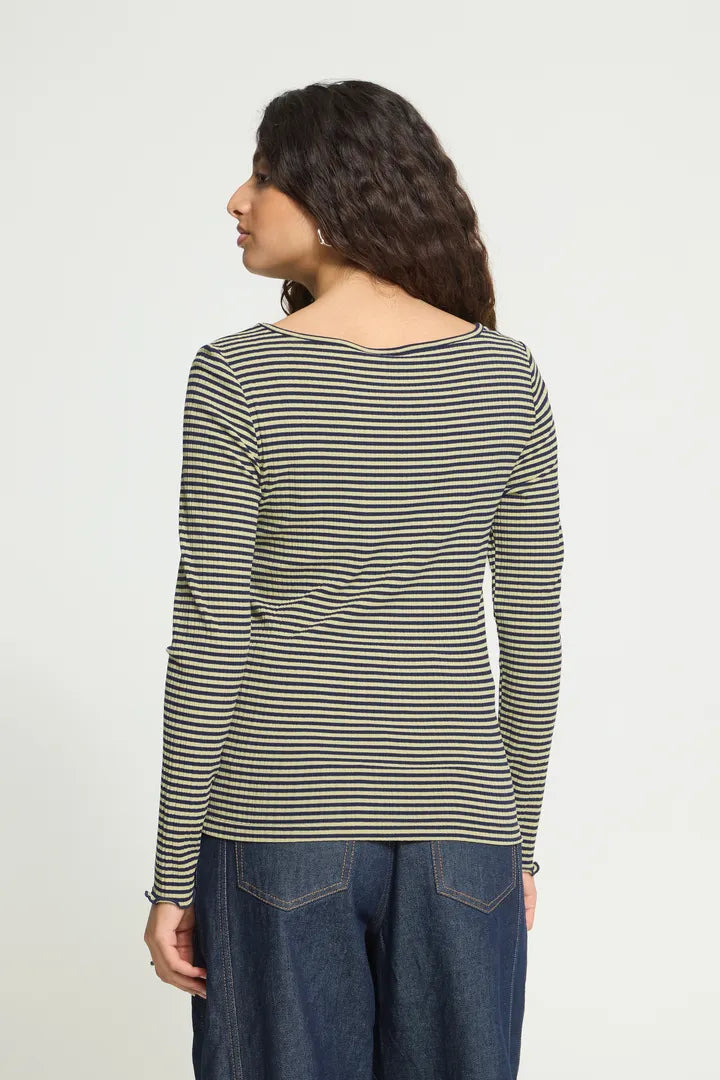 ICHI IHCELLA LS Top - Navy / Mustard Mix