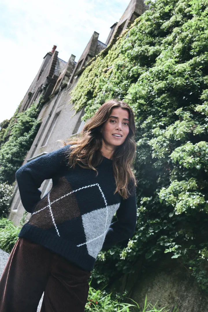 ICHI IHBAYANA LS Cardigan - Navy Mix.