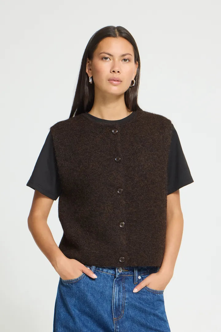 ICHI IHPANORA WA Waistcoat - Brown.