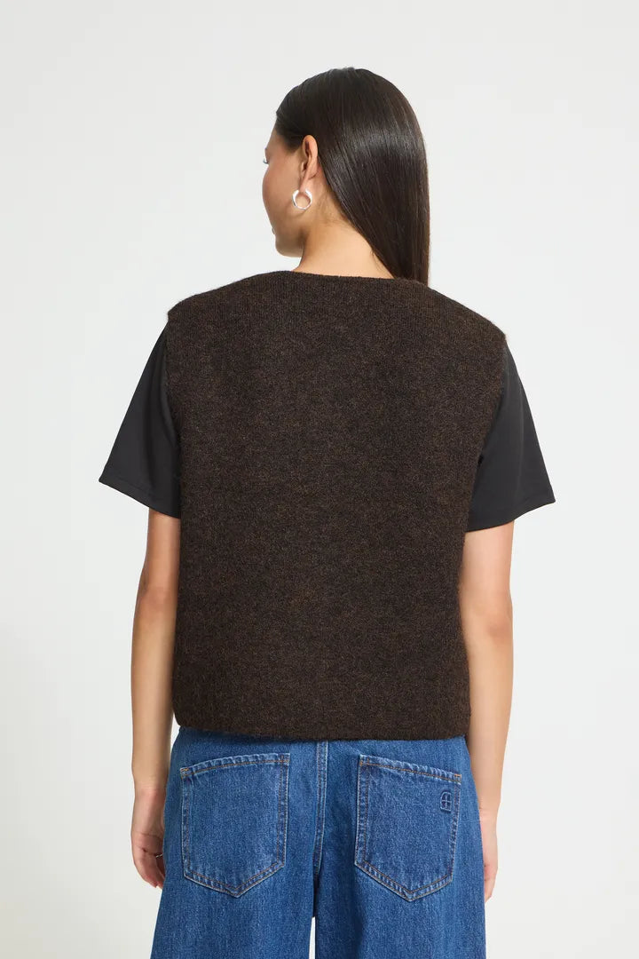 ICHI IHPANORA WA Waistcoat - Brown.