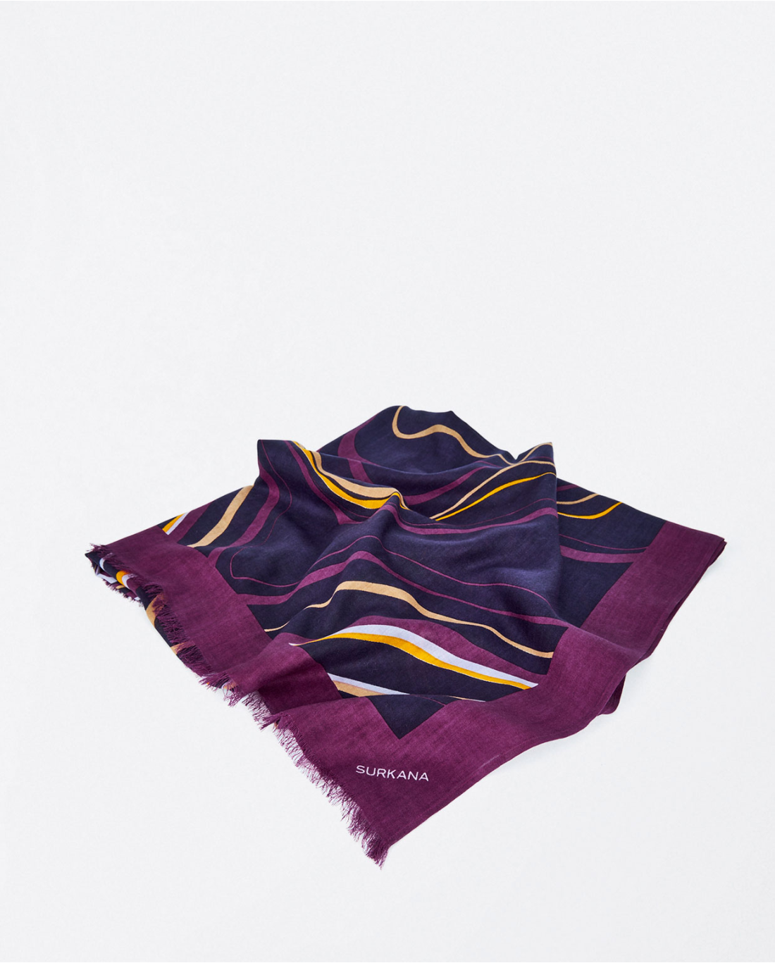 Surkana Printed Viscose Scarf. Purple