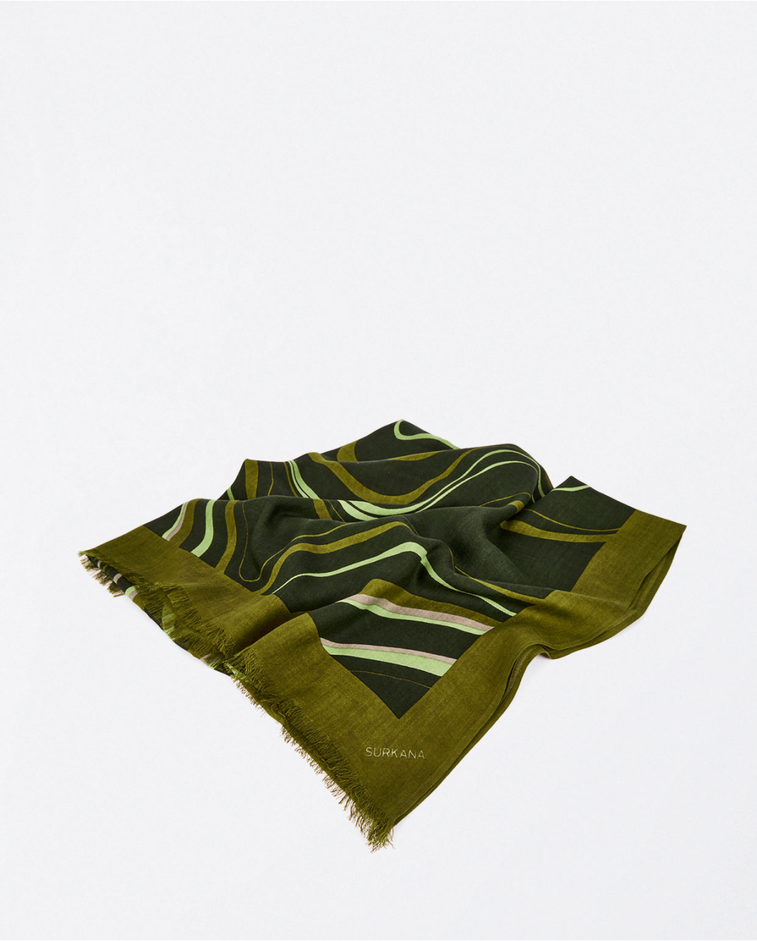 Surkana Printed Viscose Scarf. Green