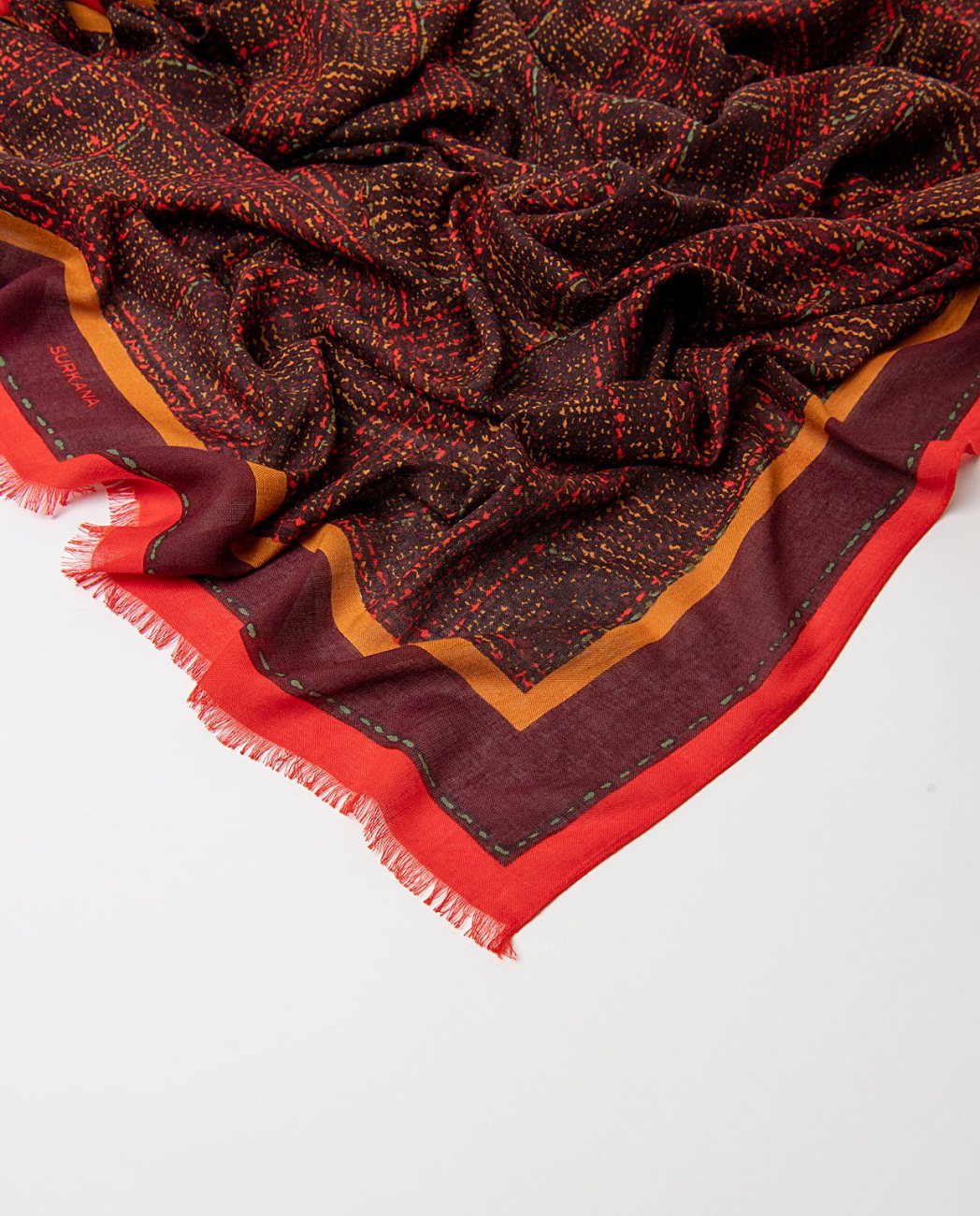 Surkana Scarf Orange & Burgundy Mix