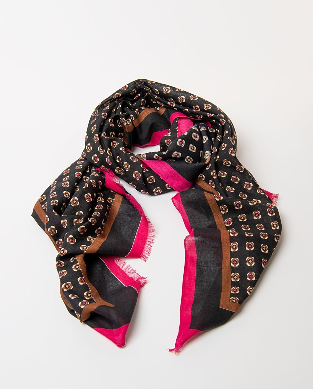 Surkana Scarf - Hot pink & Brown.